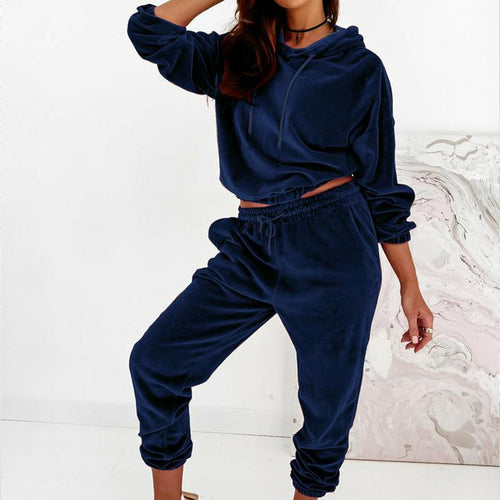 Hooded Long Sleeve Sweatshirts And Drawstring Shorts Suit